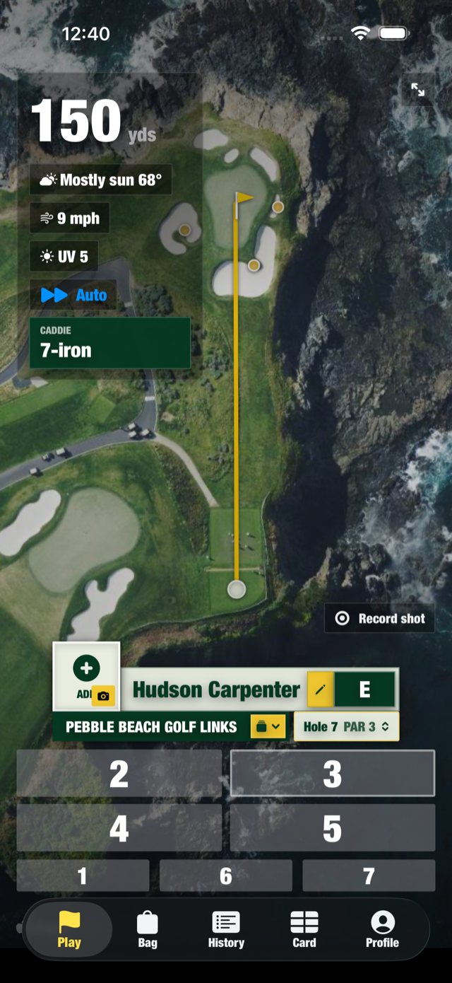 Caddie Tap on iPhone